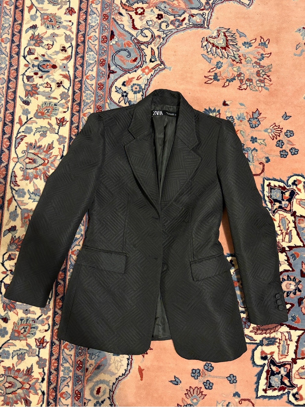 ZARA Black Chevron-Patterned Men's Blazer